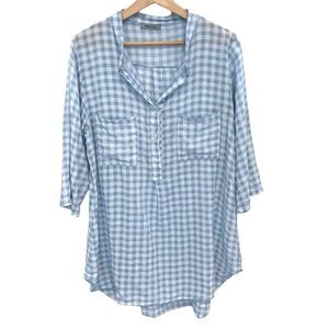 Angela Mara Plaid Brushed Cotton Top